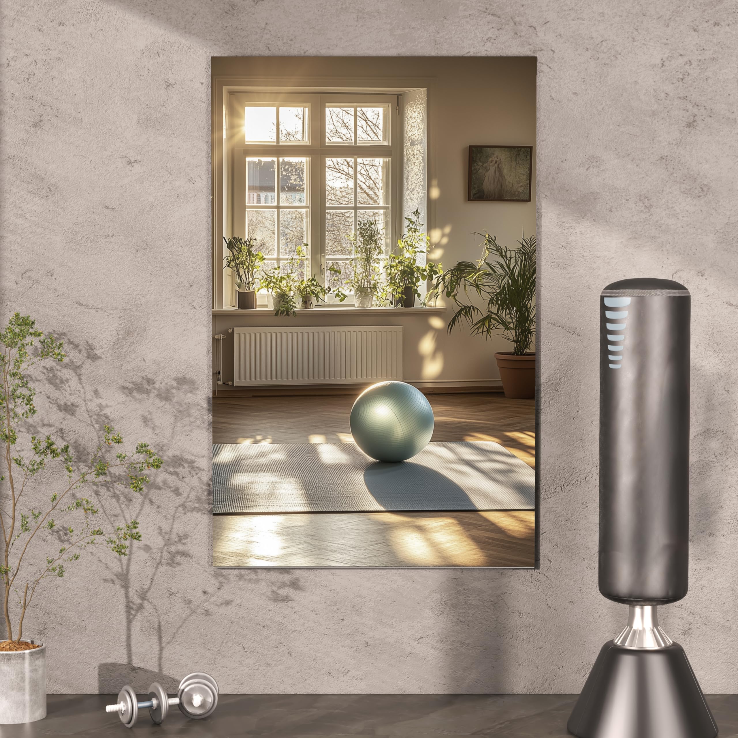 Left. Cedar Assembly - Home Gym Workout Mirror 48" X 30" W-1pc Full Length Mounted Body Frameless For Yoga Garage Bedroom Dance - Framed Led Gym Mirror-24''Lx32''W-1pc.