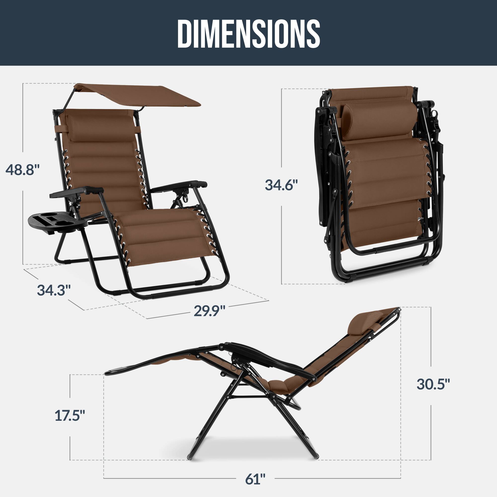 DIMENSIONS

48.8" 34.6" 34.3" 29.9" 30.5" 17.5" 61"