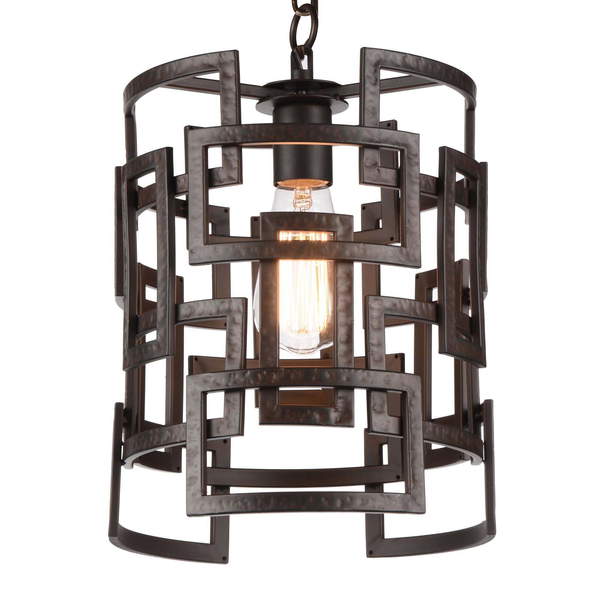 Angle. CWI Lighting - Litani 1 Light Down Chandelier With Brown Finish - Brown.
