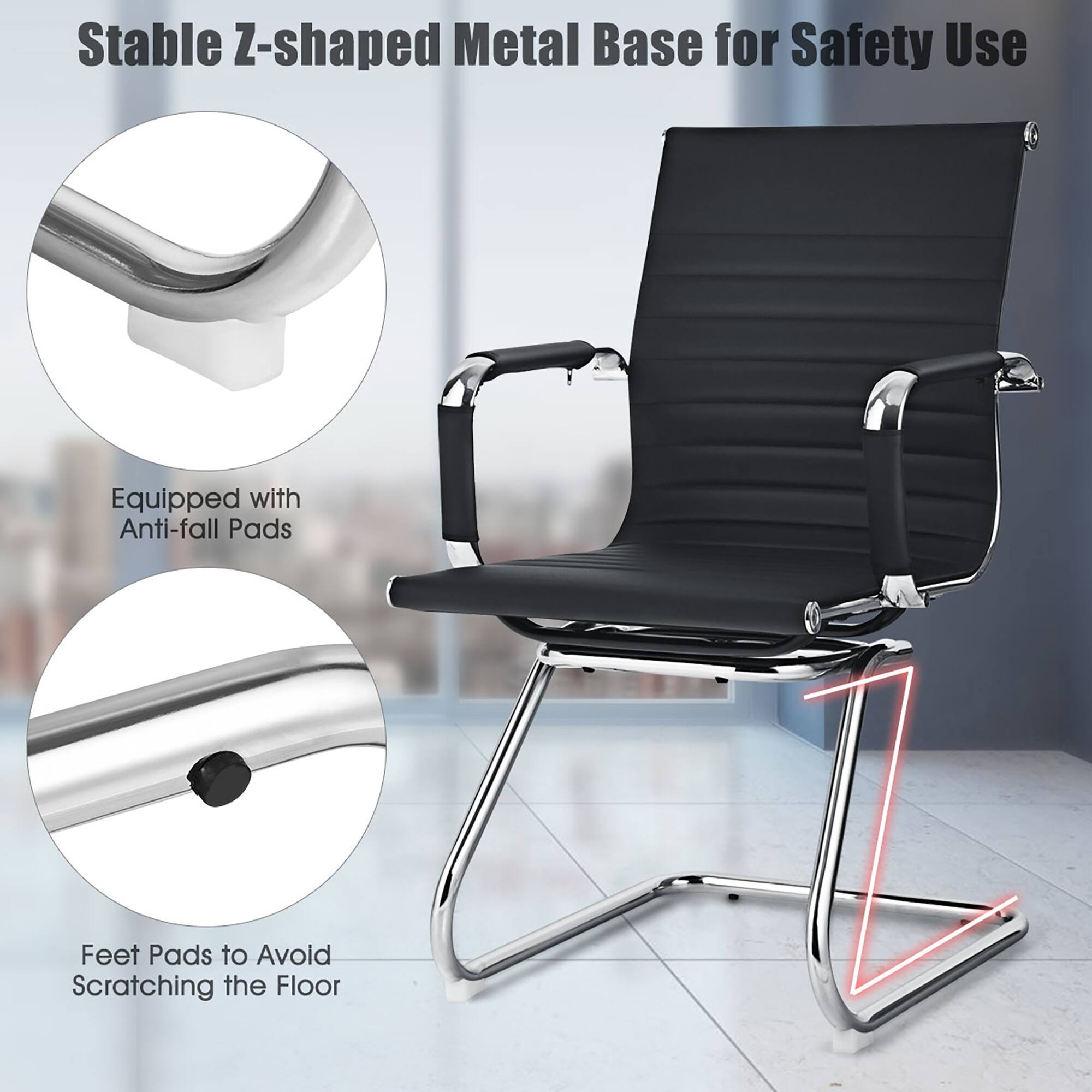 Stable Z-shaped Metal Base for Safety Use, Equipped with Anti-fall Pads, Feet Pads to Avoid Scratching the Floor