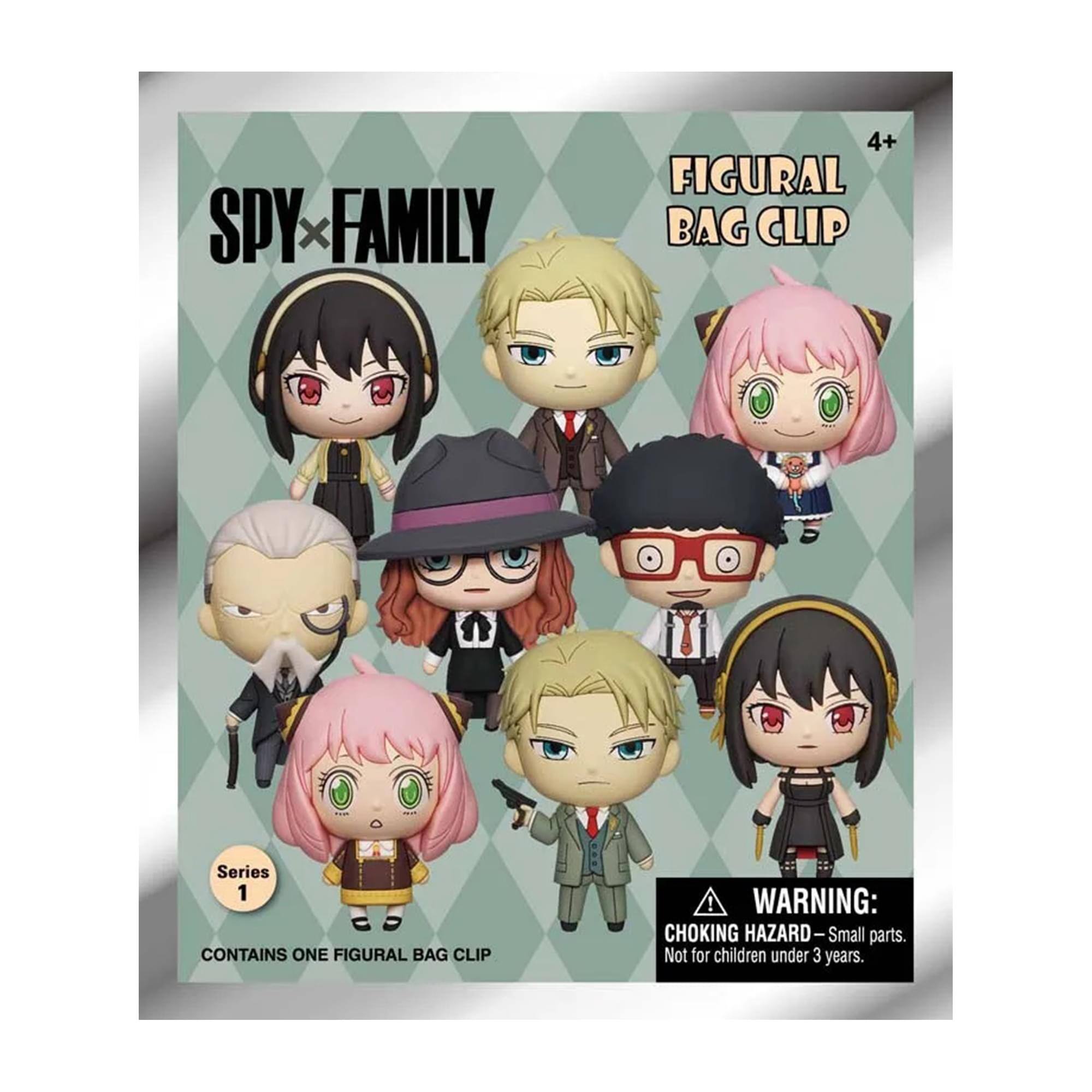 SPY x FAMILY  
4+ FIGURAL BAG CLIP  
Series 1  
CONTAINS ONE FIGURAL BAG CLIP  

WARNING: CHOKING HAZARD - Small parts. Not for children under 3 years.