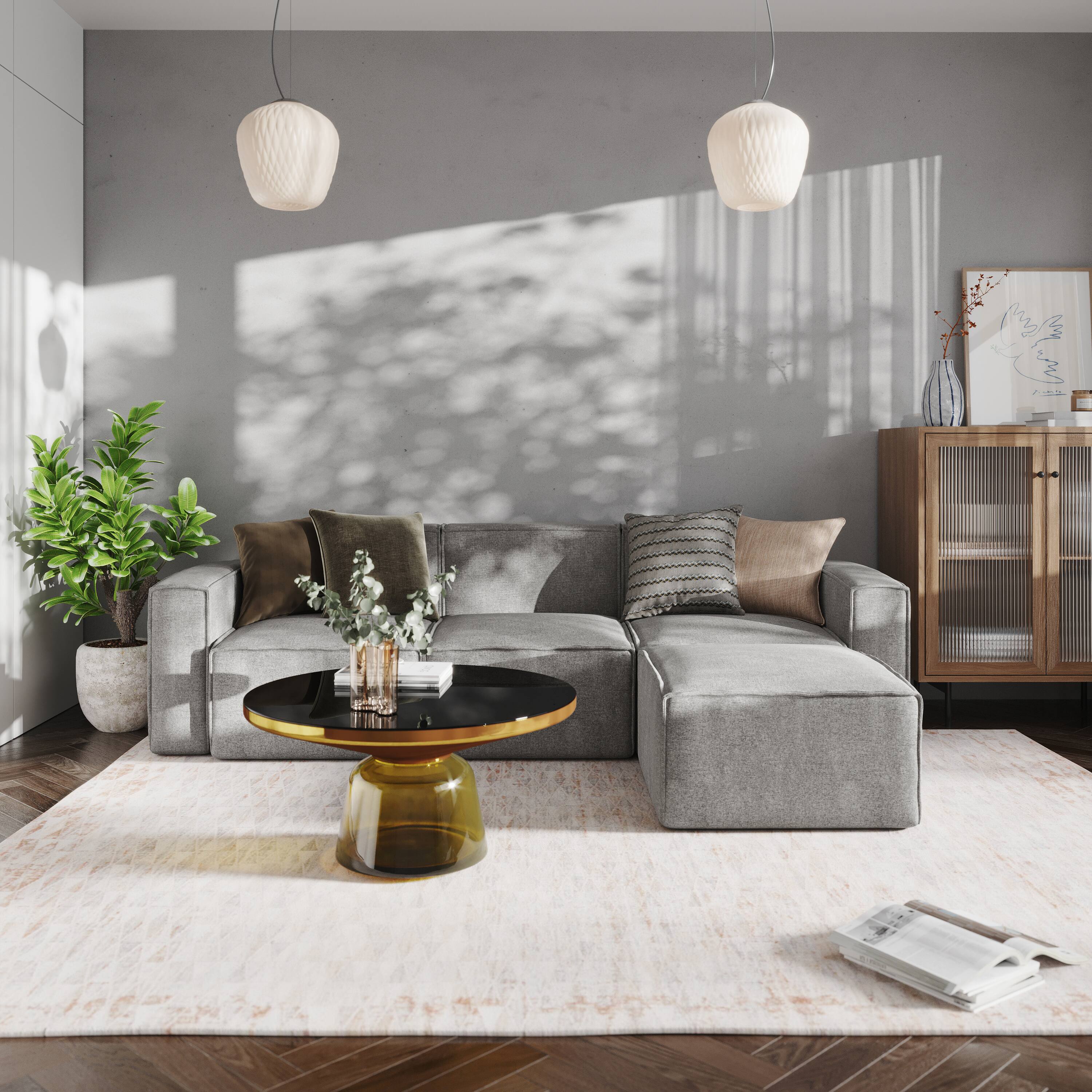 Alt View 4. Emma + Oliver - Farmount Modular Right Side Armchair with Arm Rest - Gray.