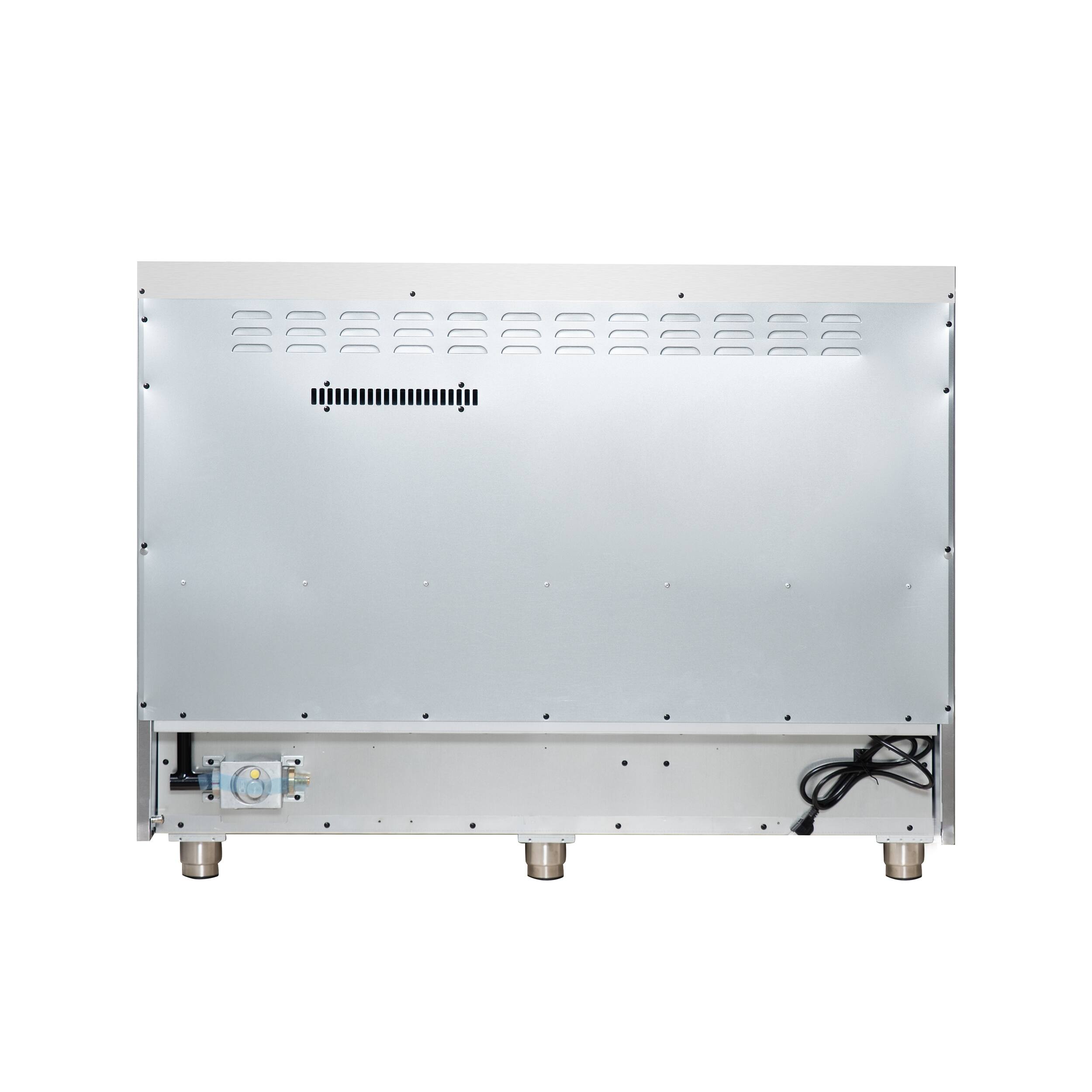 Back. Forno Appliances - Massimo 6.58 Cu. Ft. Freestanding True Convection Gas Range with Air Fryer Kit, Wok Support & Two Griddles - Black.