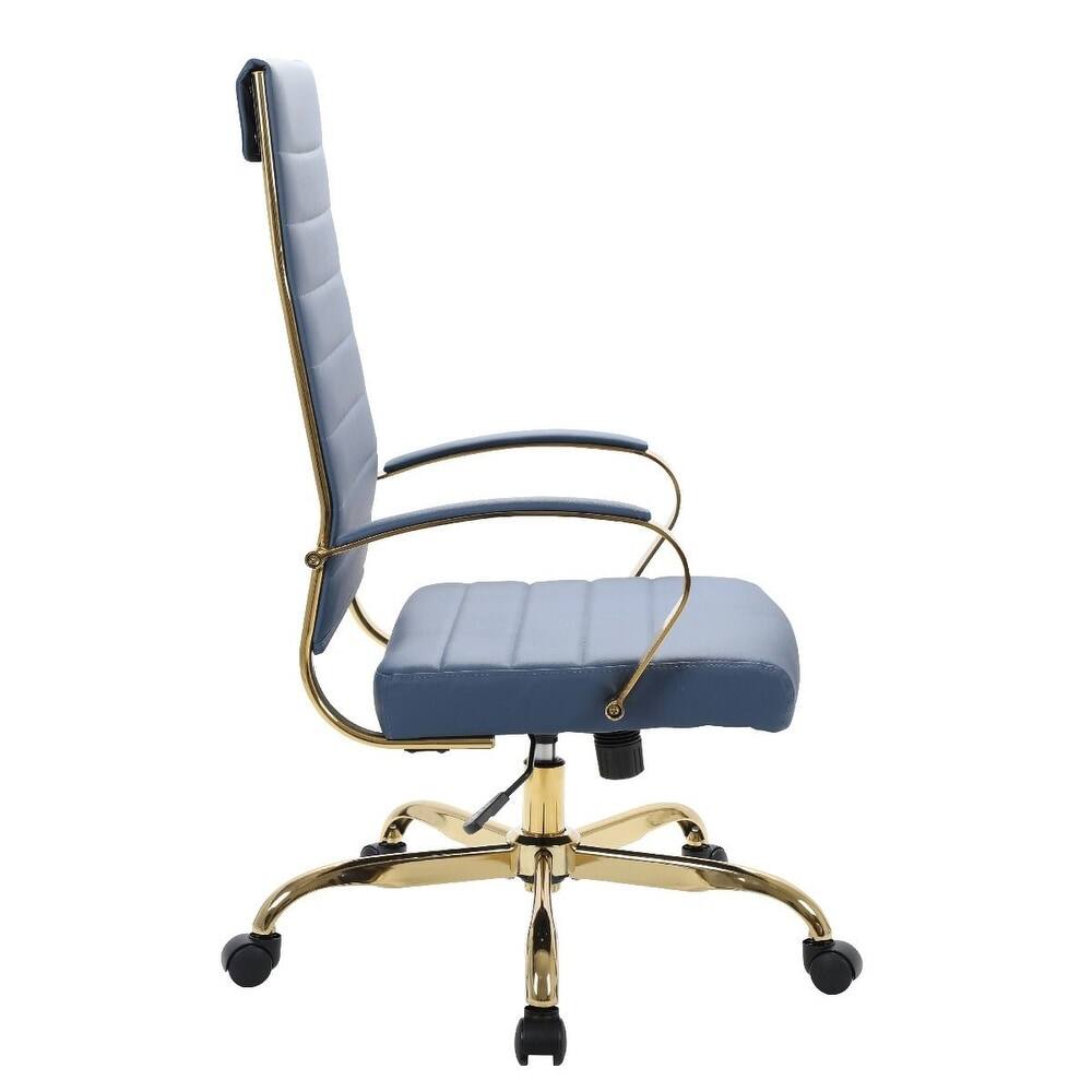 Alt View 3. LeisureMod - Benmar High-Back Leather Office Chair with Gold Accents, Adjustable Height, Swivel and Tilt Conference Desk Chair - Navy Blue.