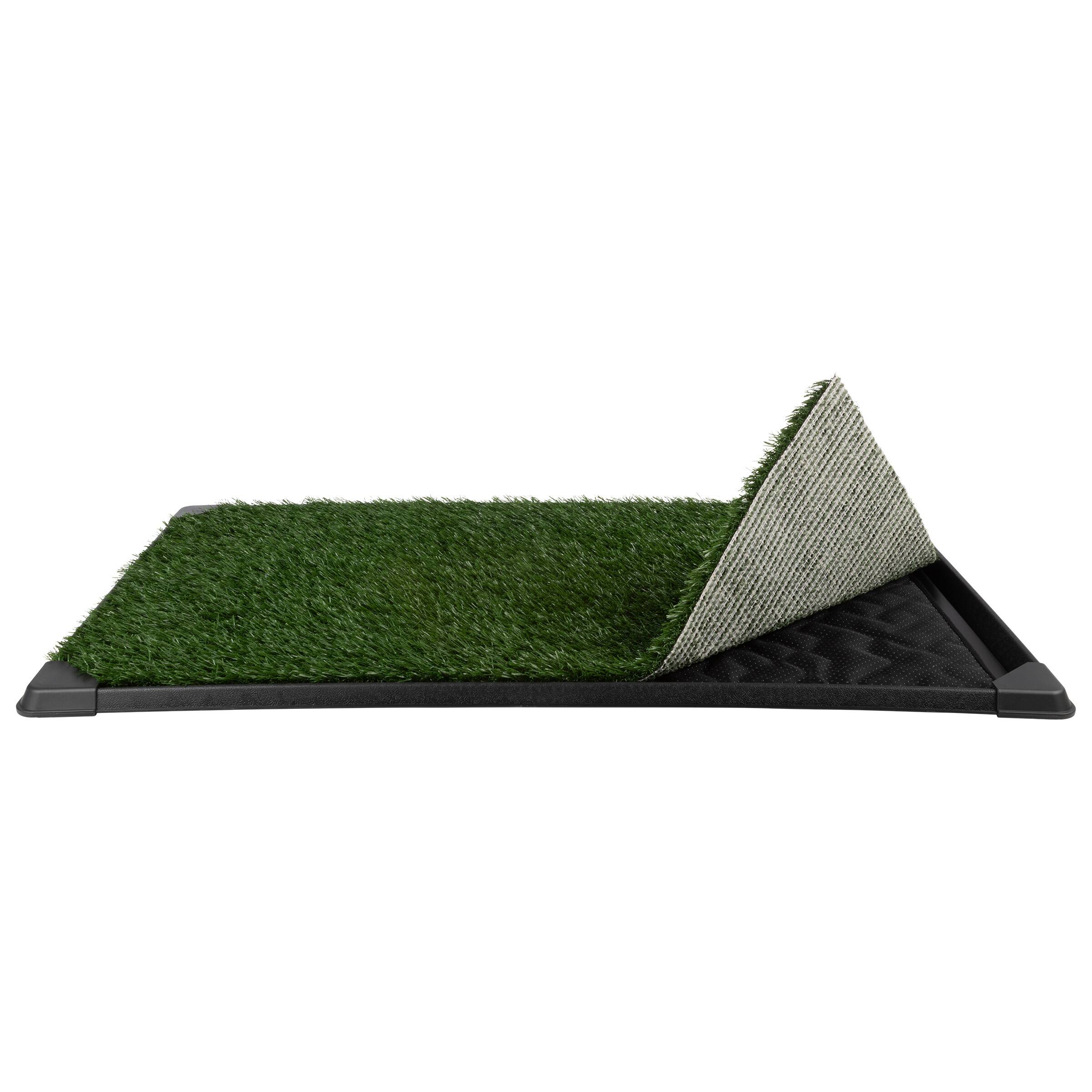 Left. PetMaker - 41x27in Dog Grass Pad with Tray - Black/Green.