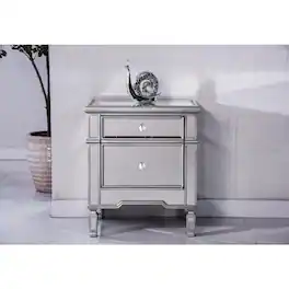 Elegant Decor - 1 Door Cabinet 24 in. x 16 in. x 27 in. in silver paint - Hand Rubbed Antique Silver