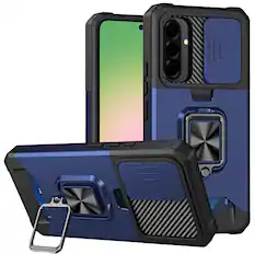 Front. Kitcheniva - Multi-Use Card Holder Camera Lens Cover Phone Case With Tempered Glass For Samsung Galaxy A57 5G Blue - Blue.