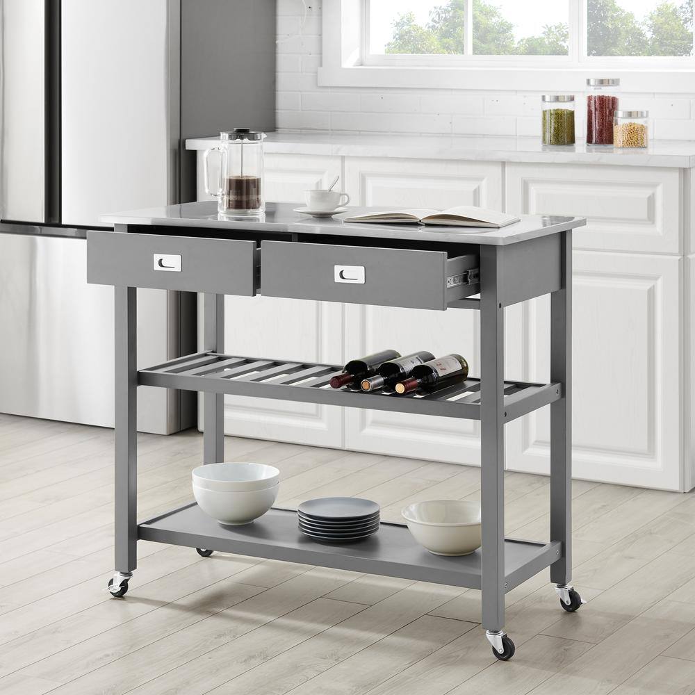 Alt View 6. Crosley Furniture - Chloe Stainless Steel Top Kitchen Island/Cart - Gray.