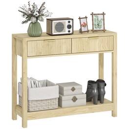 Homcom - Console Table with Storage - Natural Wood