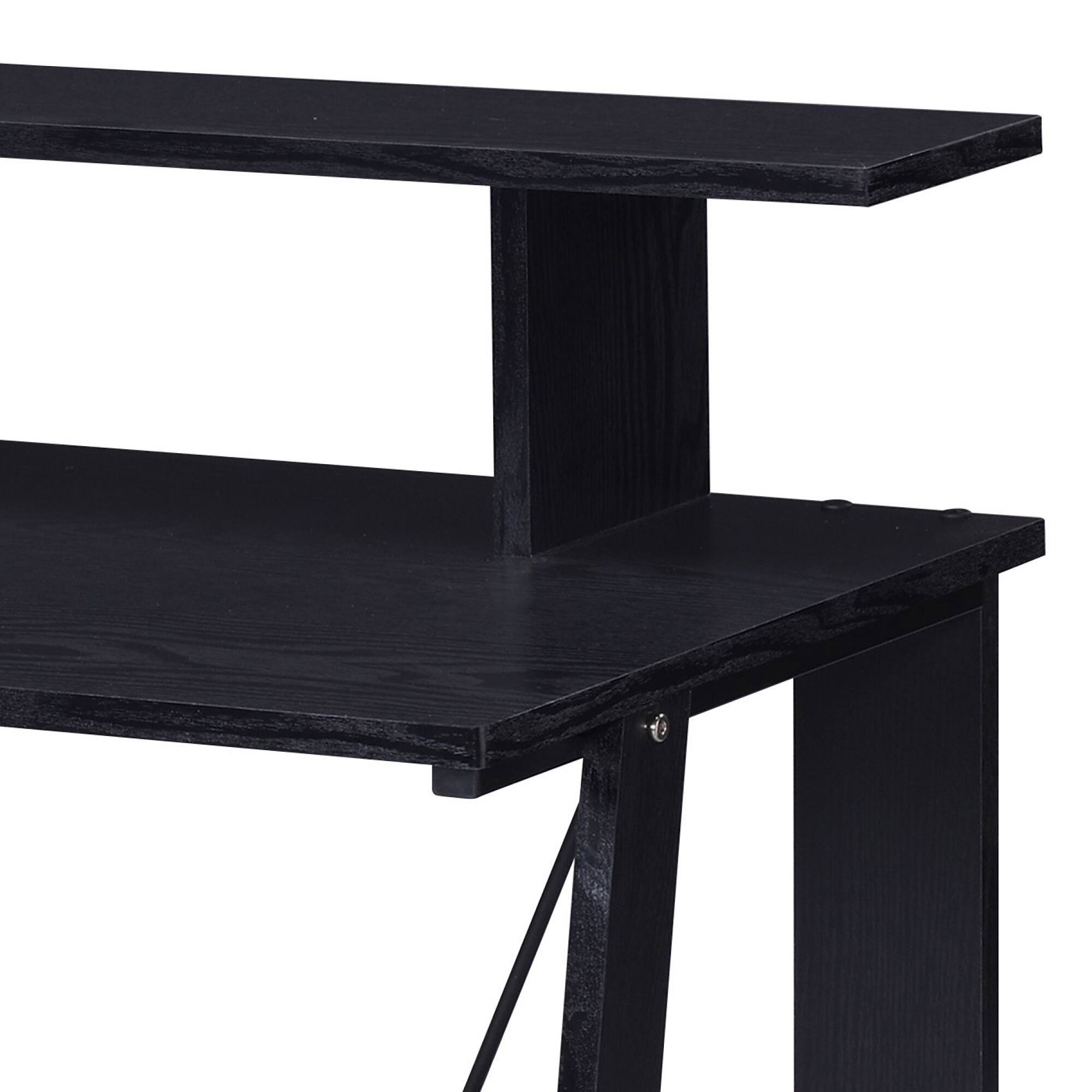 Left. GOODSILO - Modern Writing Desk with USB Charging Ports and Storage Drawers for Home Office - Black.