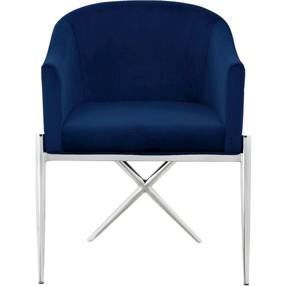 Alt View 2. Meridian Furniture - Xavier Navy Velvet Dining Chair - Blue.