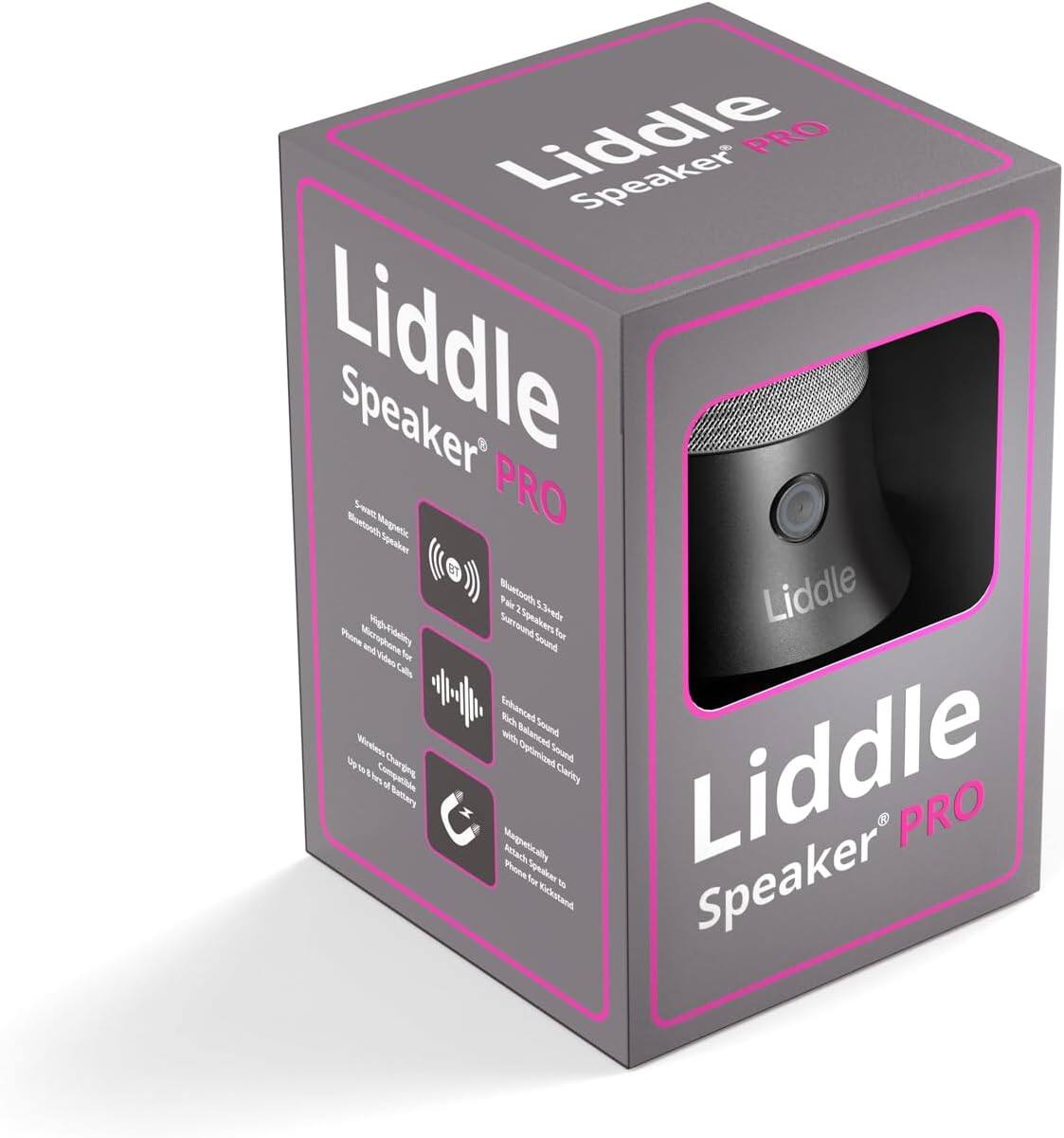 Liddle Speaker PRO, Liddle Speaker Bluetooth Speaker, Bluetooth Pair 2 Speakers, Up to 6 Hours of Battery Life, Wireless Charging, Magnetically Attached to Phone or Tablet, Rich Bass Sound, Enhanced Clarity, Wireless Charging, Up to 6 Hours of Battery Life, Magnetically Attached to Phone or Tablet, Rich Bass Sound, Enhanced Clarity