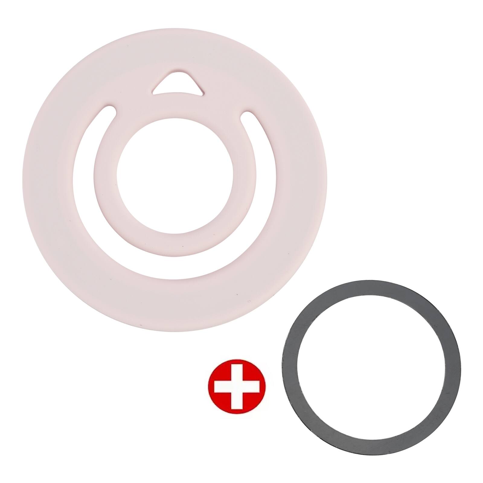 Left. Topteng - Liquid Silicone Double-Sided Magnetic Phone Ring Holder–N52 Magnet,1400g Suction,MagSafe Compatible,Fit for iPhone 12-17 - Pink.