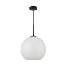 Living District - Baxter 1 Light Black Pendant With Frosted White Glass - Black And Frosted White