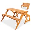 Front. Best Choice Products - Best Choice Products 2-in-1 Outdoor Interchangeable Wooden Picnic Table/Garden Bench for w/ Umbrella Hole - Natural - Natural.