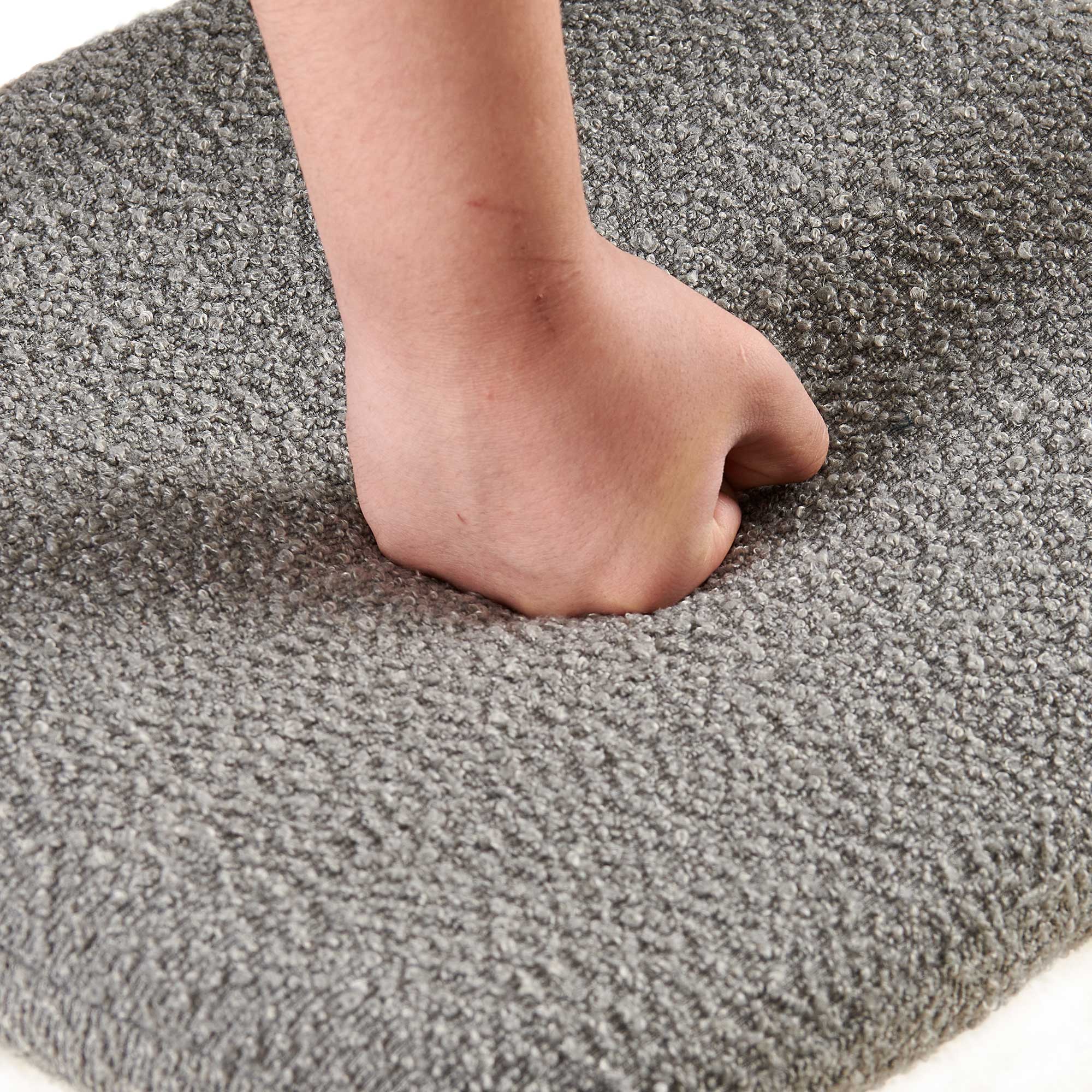 Alt View 7. Lirago - 23 Inch Boucle Fabric Dining Chairs Set of 4 Mid Century Modern Design Curved Backrest Metal Legs - Gray.