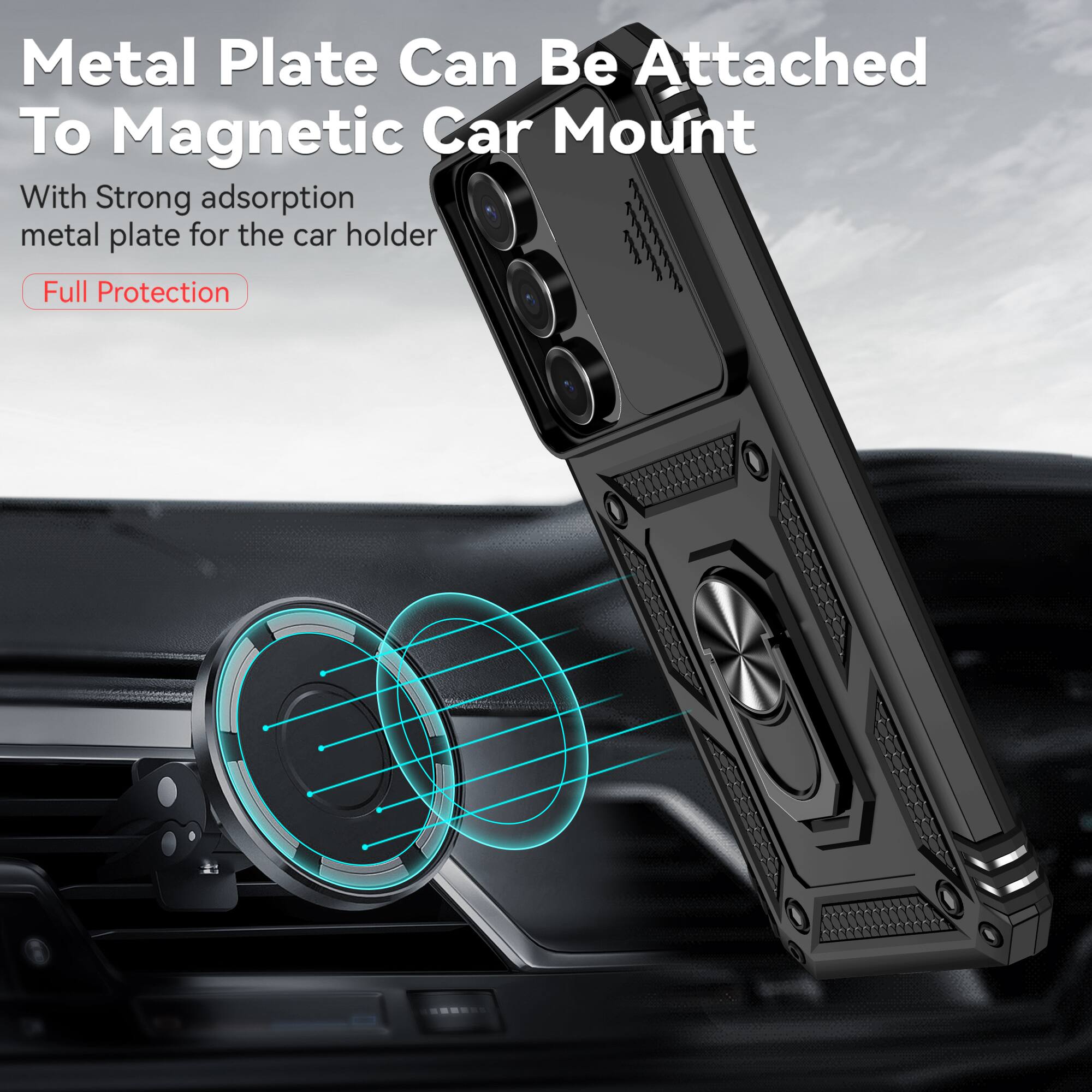 Metal Plate Can Be Attached To Magnetic Car Mount

With Strong adsorption metal plate for the car holder

Full Protection