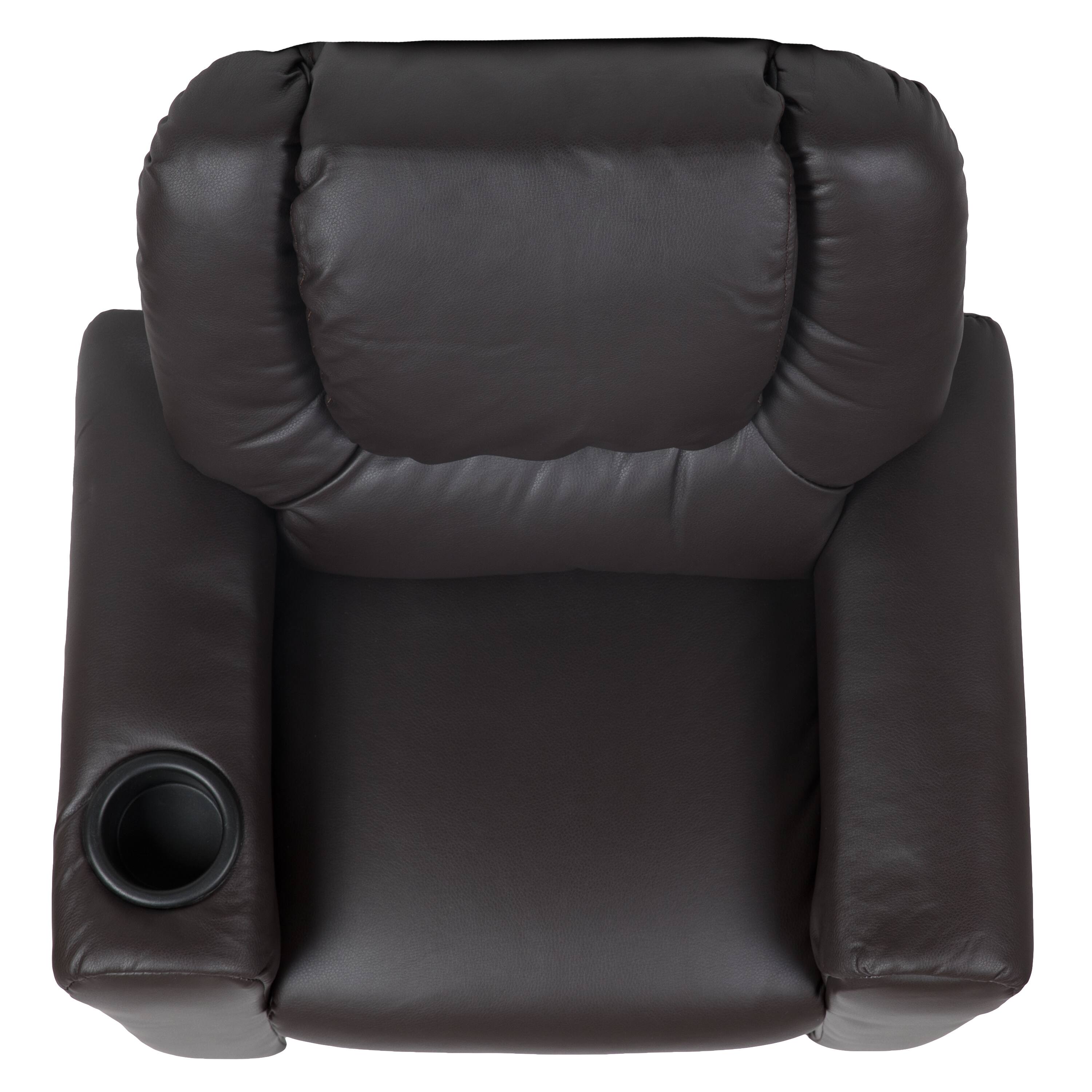 Alt View 8. Emma + Oliver - Contemporary Kids Recliner with Cup Holder and Headrest - Brown LeatherSoft.