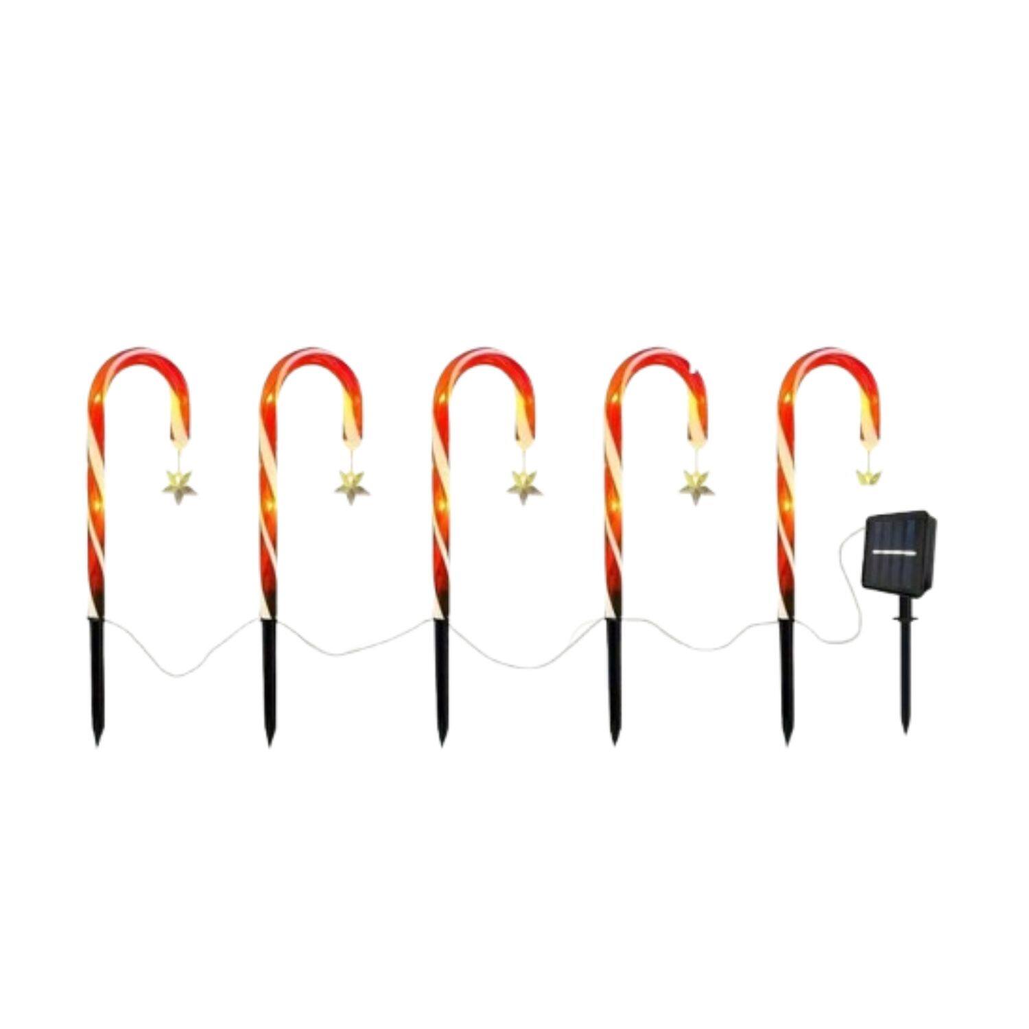 Stock Preferred - Solar Candy Cane Lights 5-Pack – Outdoor Christmas Pathway Décor