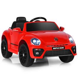 Costway - 12V Kids Ride On Car Licensed Volkswagen Beetle with Remote Control & Music - Red