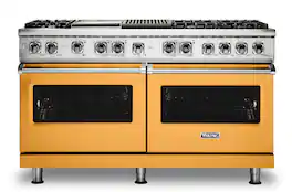 Viking - 5-Series Dual Fuel Self-Clean 60"W Sealed Burner Range - Daffodil