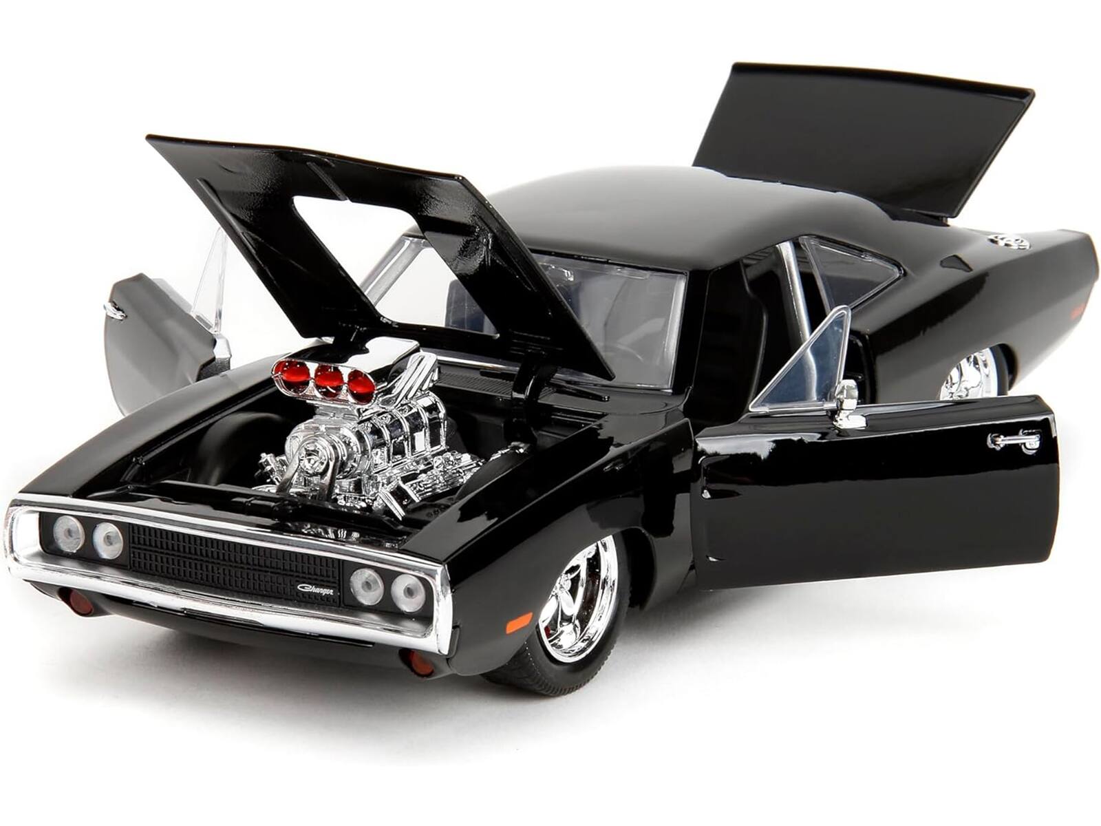 Alt View 2. Jada - Dodge Charger R/T Black with Dom Figure "Fast & Furious" (2009) Movie "Hollywood Rides" Series 1/24 Model Car by Jada.