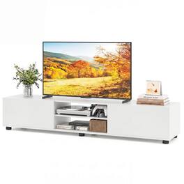 Costway - TV Stand for up to 70" TVs, Media Console Table with Double Doors & Open Shelves - White
