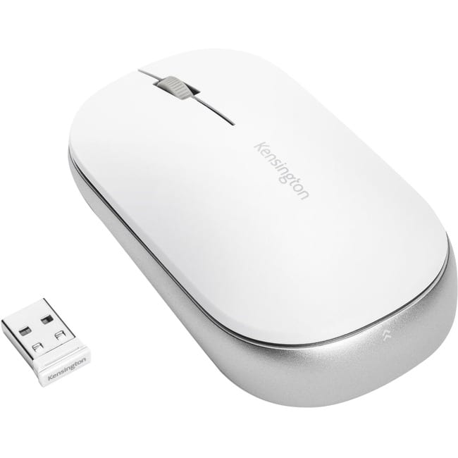 Kensington - SureTrack Dual Wireless Mouse - Optical - Wireless - Bluetooth/Radio Frequency - 2.40 GHz - USB 2.0 - Wireless - White