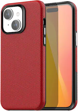 Front. Entronix - Entronix Rugged Case for iPhone 14 Plus - Shockproof, Anti-Slip Design - Red.
