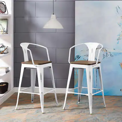 Front. Modway - Promenade Bar Stool Set of 2 by Modway - White.