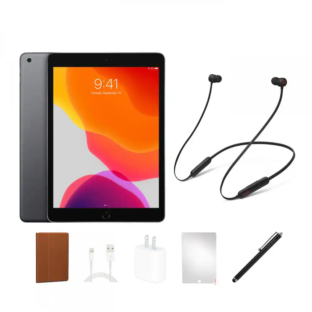 Apple - Refurbished Excellent - Bundle - 10.2-inch iPad 7th Generation (2019) Wi-Fi Only 32GB + Beats Flex +Case + Screen Protector + Stylus Pen - Space Gray