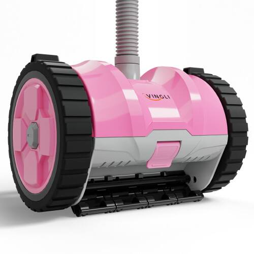 Alt View 1. Winado - Automatic Suction-Side Swimming Pool Vacuum Cleaner 11x7in with 39.6FT Tangle-Free Hose for Inground Swimming Pools - Pink & Gray.
