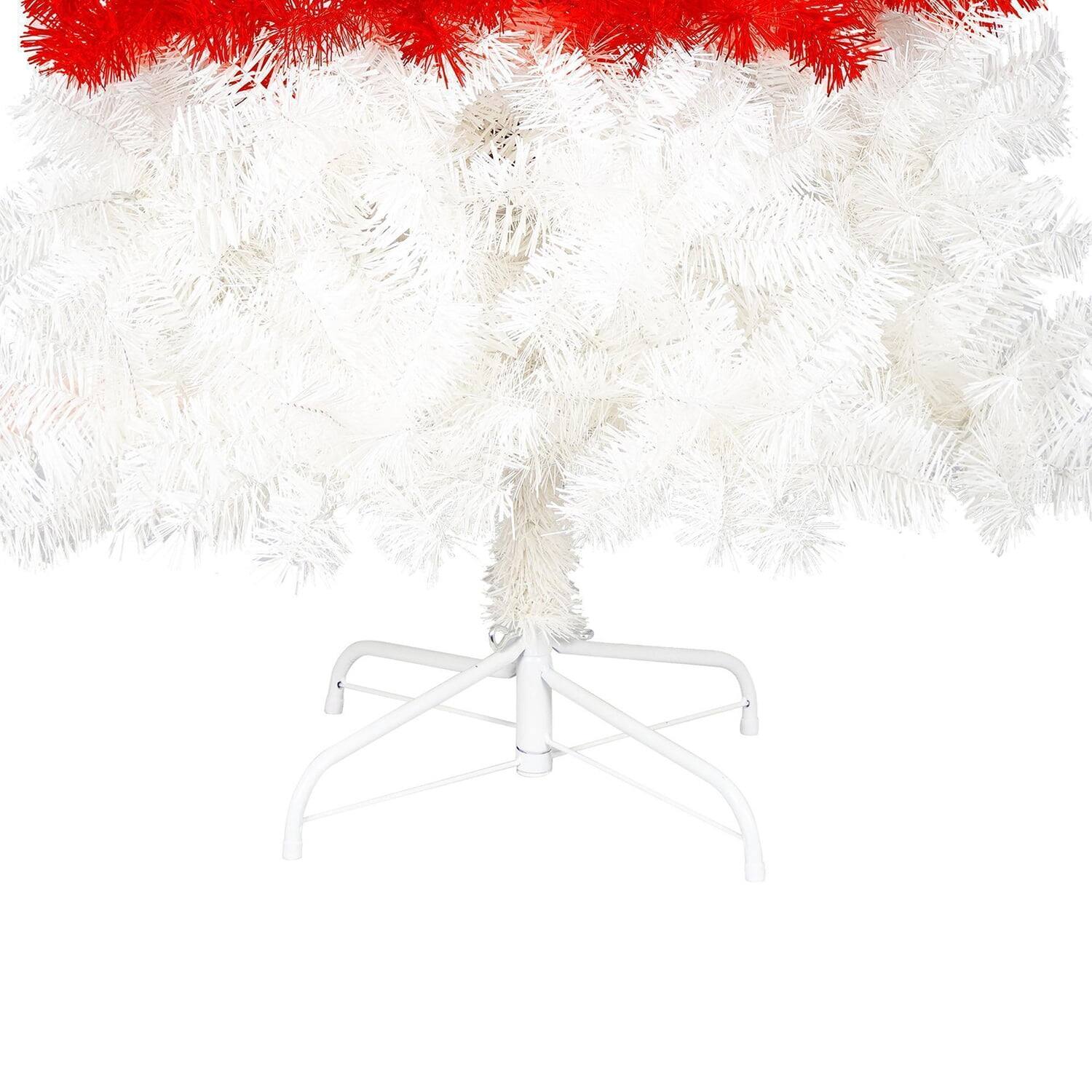 Alt View 2. Pefilos - 6ft Artificial Christmas Tree with LED Lights & 1050 Tips, Curved Xmas Tree with Santa Hat Shape for Festive Holiday - Red.
