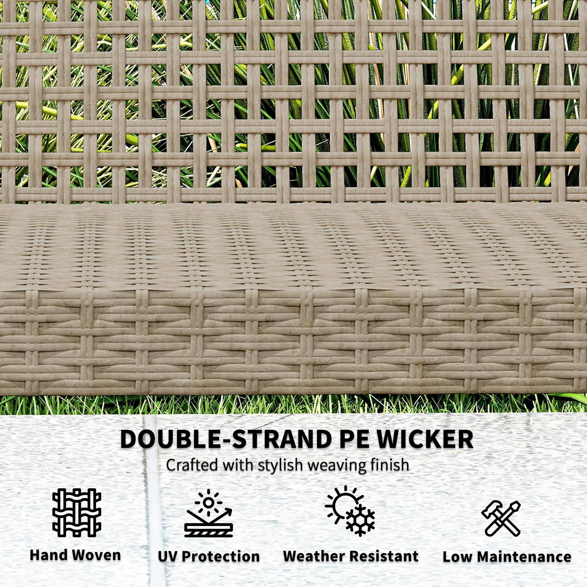 DOUBLE-STRAND PE WICKER
Crafted with stylish weaving finish
Hand Woven
UV Protection
Weather Resistant
Low Maintenance