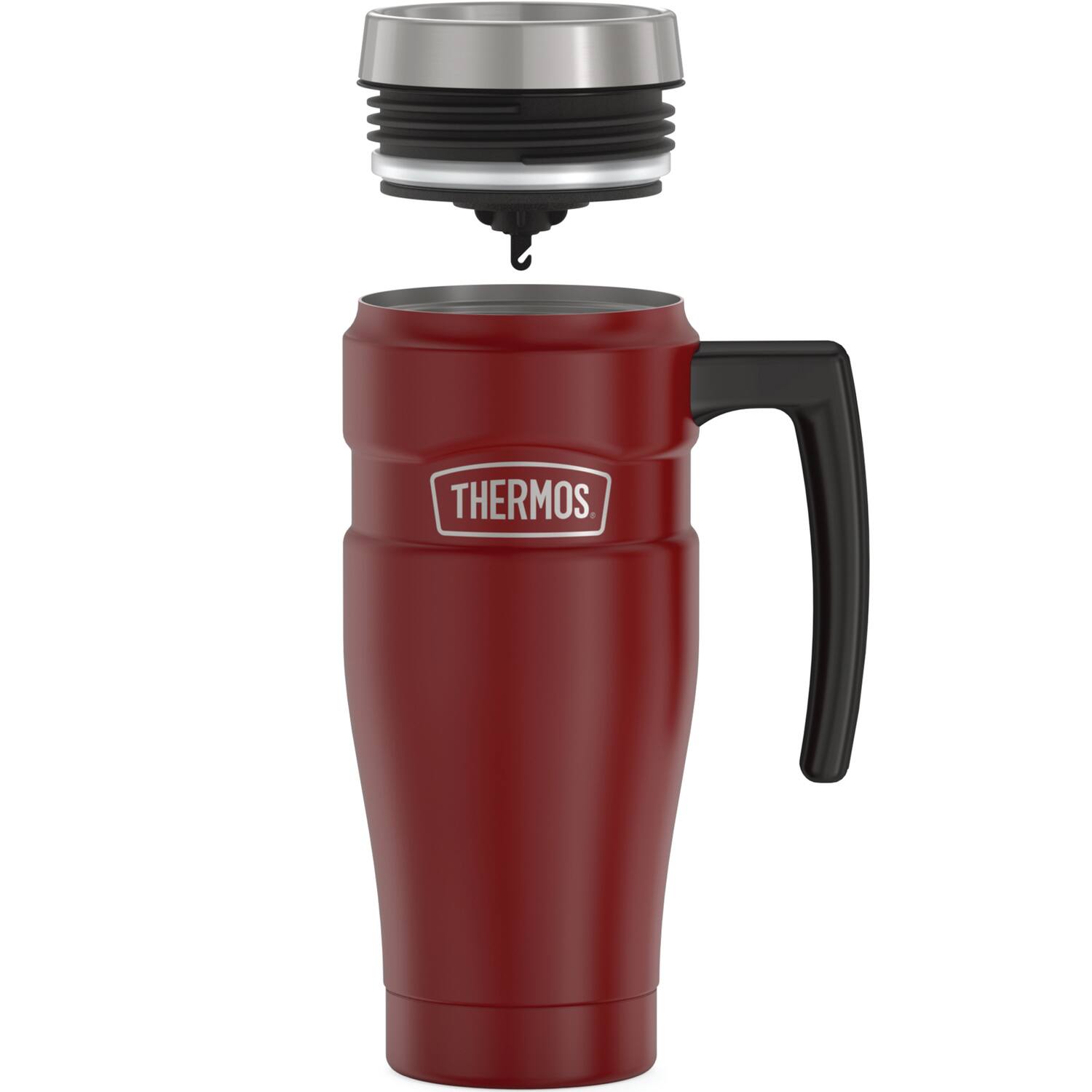 Alt View 5. Thermos - 16-Ounce Stainless King Vacuum-Insulated Stainless Steel Travel Mug - Matte Red.