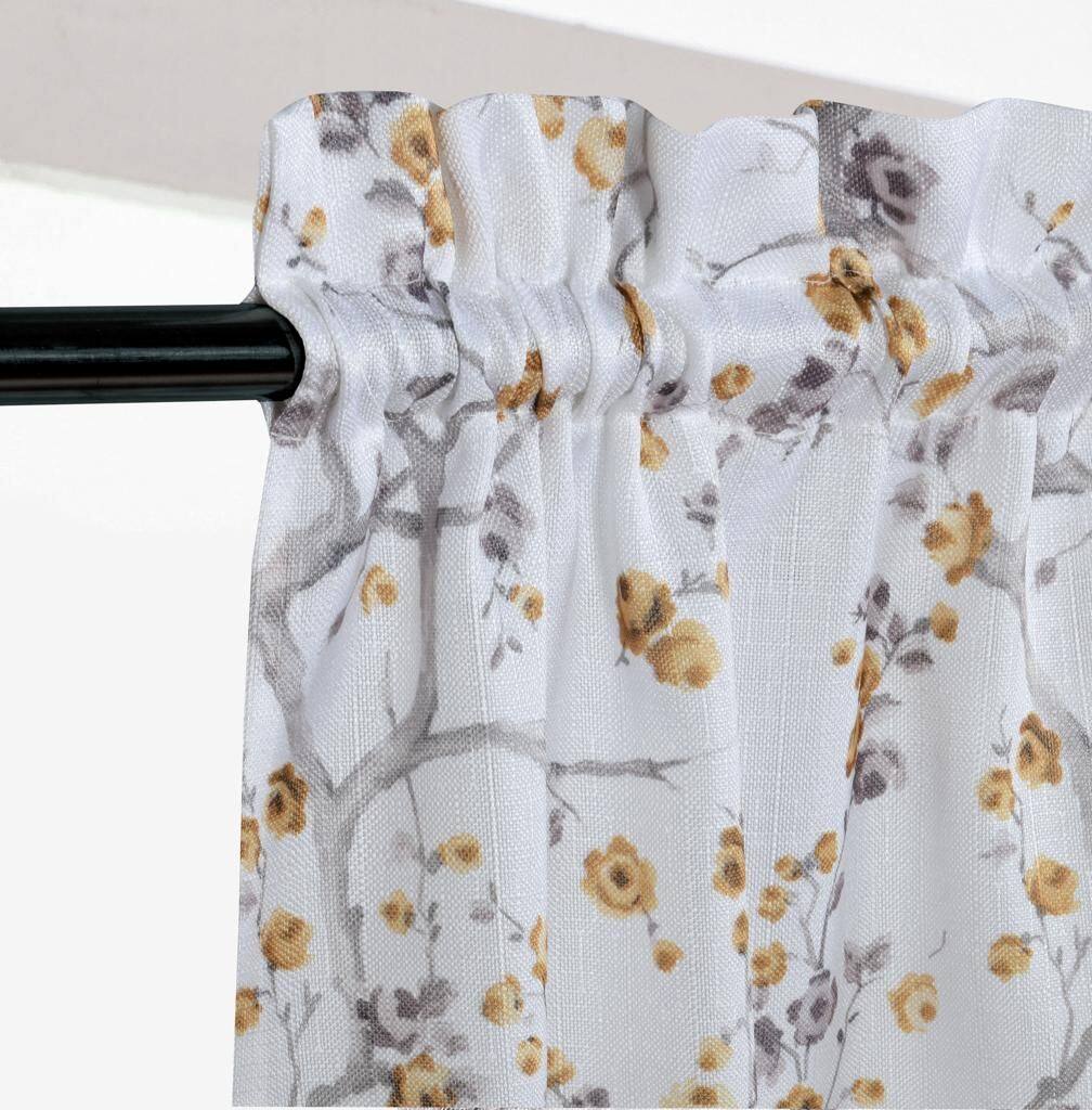 Back. Kate Aurora - Kate Aurora Complete 3 Piece Rod Pocket Cherry Blossom Cafe Kitchen Curtain Tier & Valance Set - Gold - Gold.