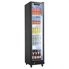 VEVOR - Commercial Merchandiser Refrigerator, 8.3 Cu.Ft / 235 L Glass Door Display Refrigerator, Upright Beverage Cooler Fridge - Black