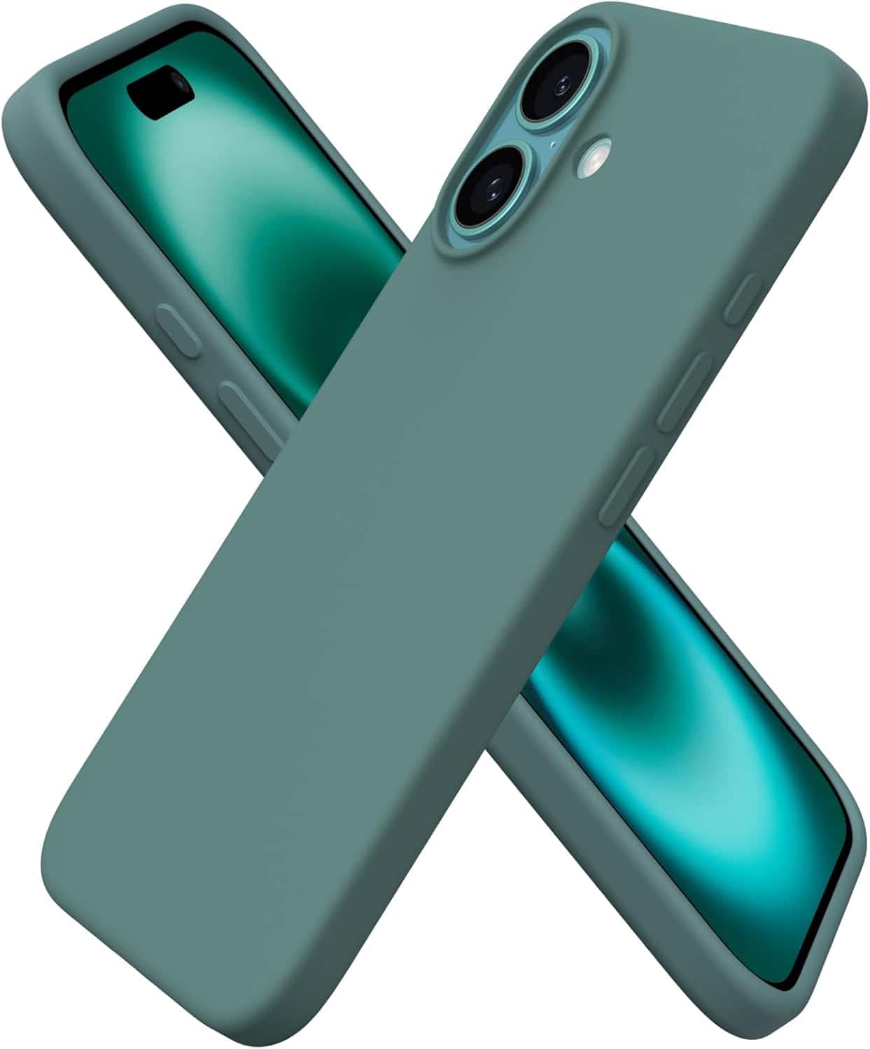 Front. Ornarto - ORNARTO Compatible with iPhone 16 Case 6.1", Liquid Silicone 3 Layers Full Covered Protective Cover-Pine Green - Pine Green.