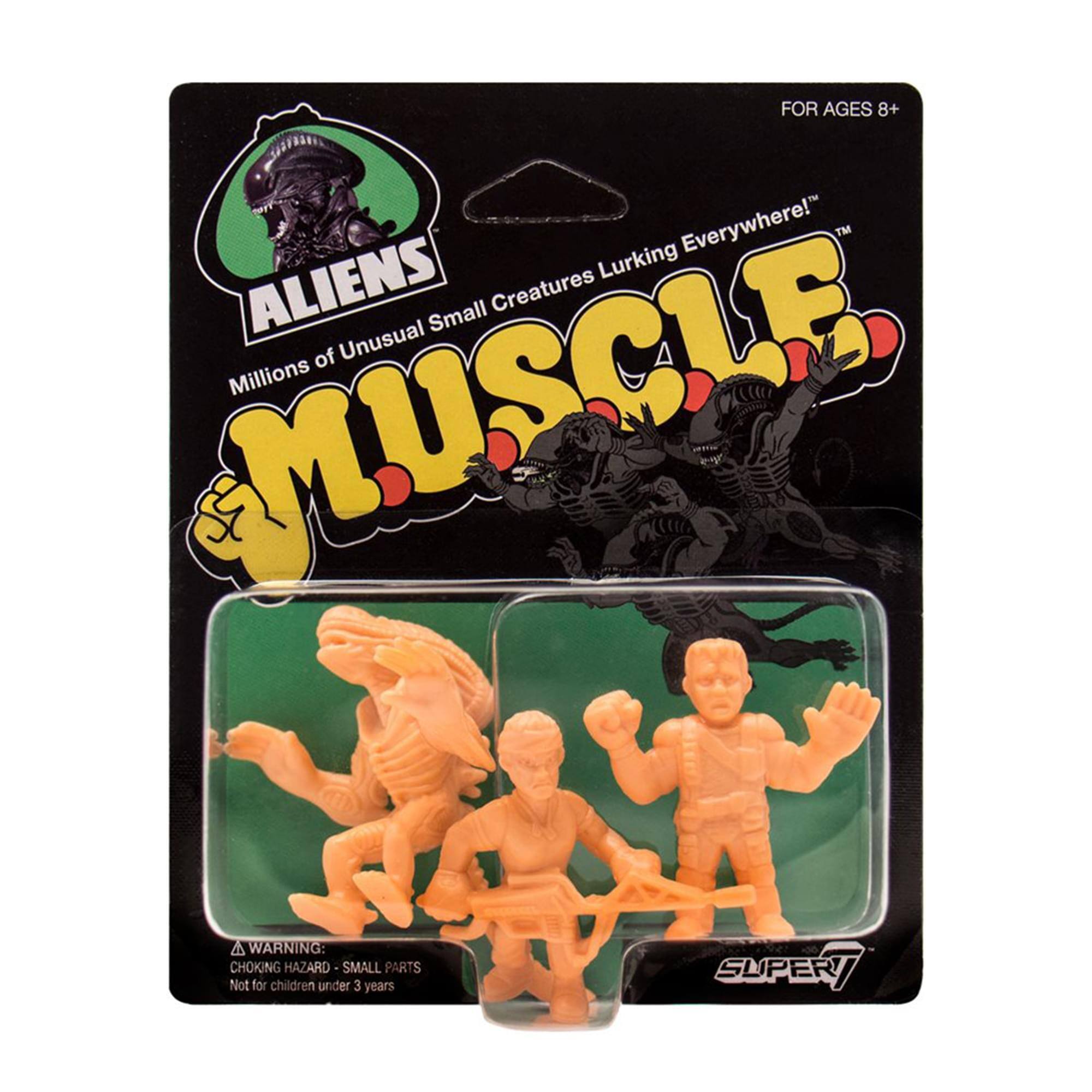 ALIENS  
Millions of Unusual Small Creatures Lurking Everywhere!™  

MUSCLE  

FOR AGES 8+  

WARNING: CHOKING HAZARD - SMALL PARTS  
Not for children under 3 years  

SUPER!