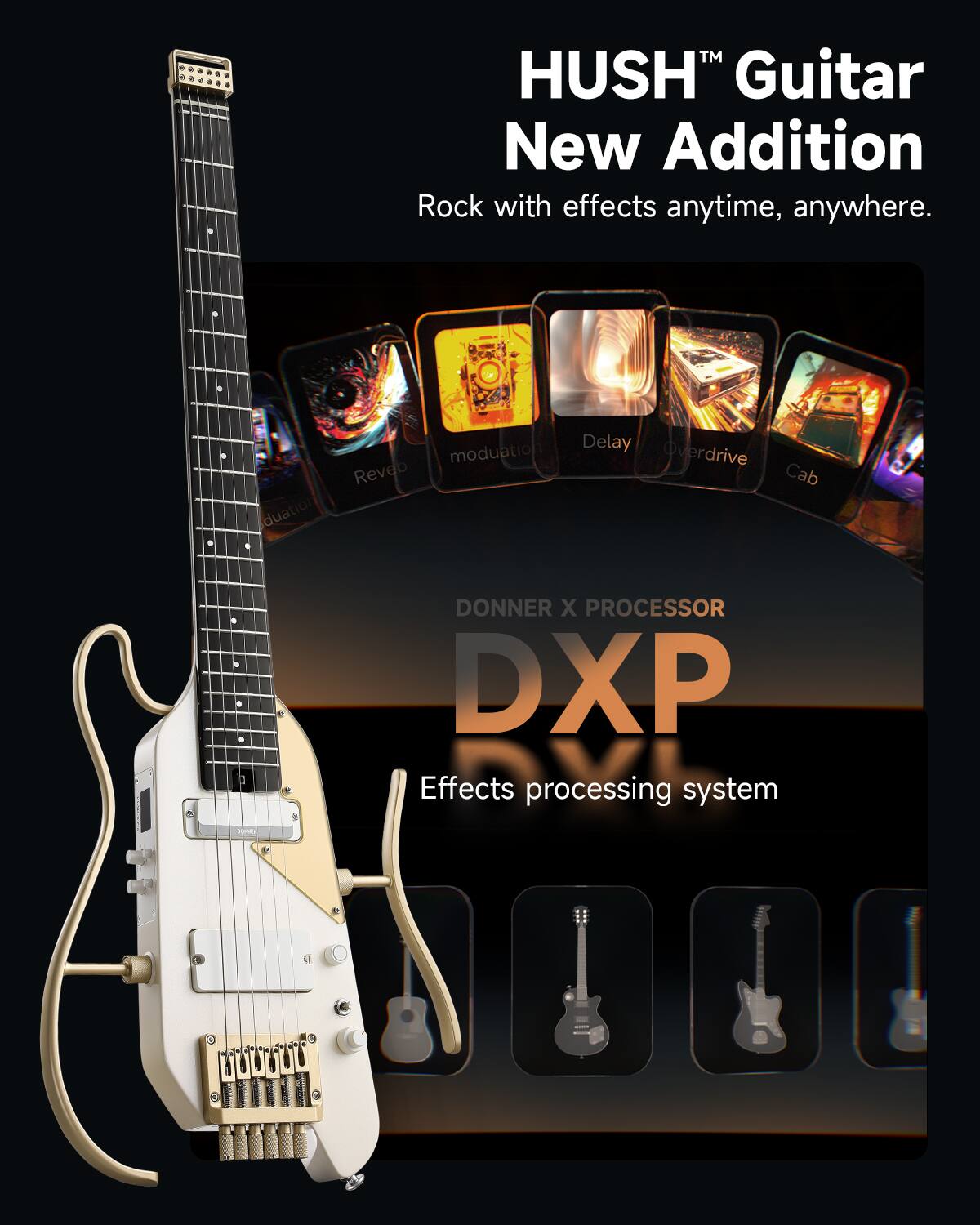 Donner music Donner HUSH™ X PRO Electric Guitar White Luxe HUSH-X