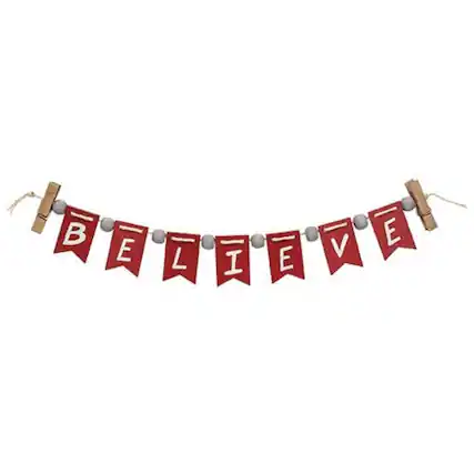 Front. BreeBe - Believe Mini Clip Banner - Red, White.