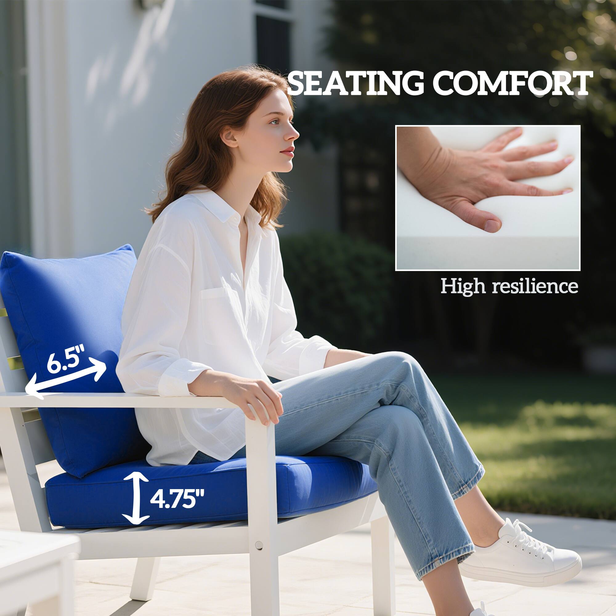 SEATING COMFORT, High resilience, 6.5", 4.75"
