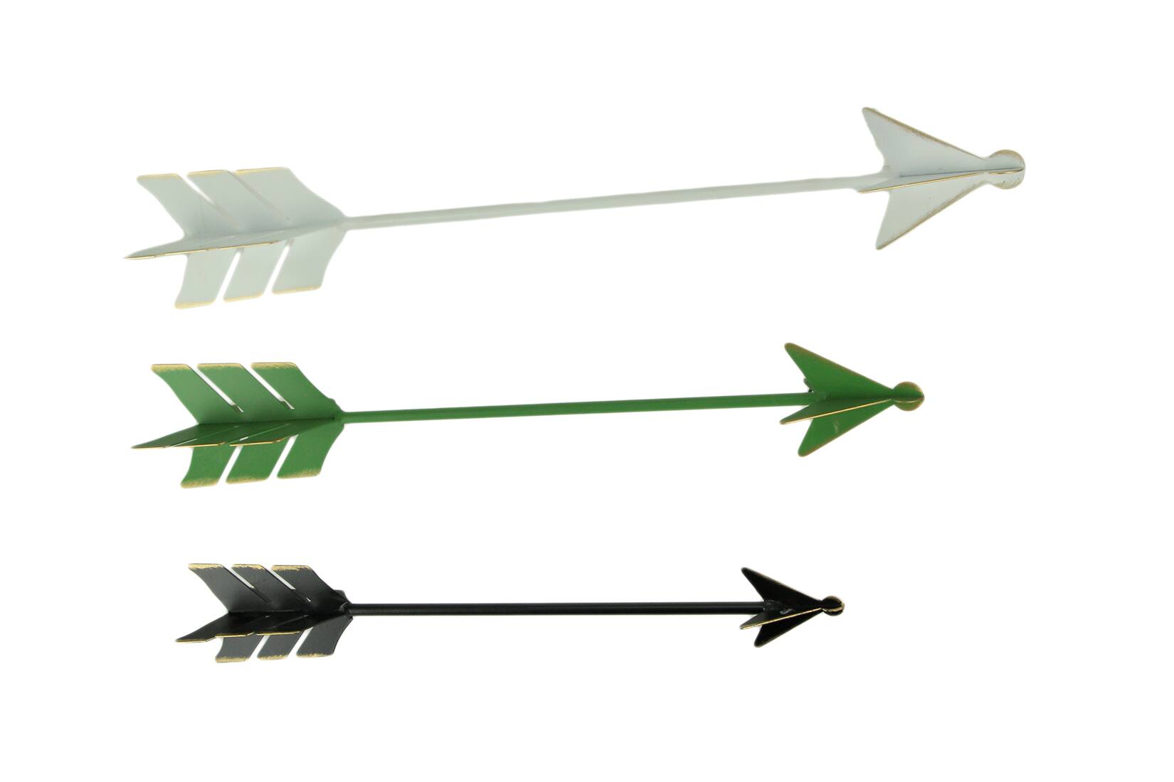 Front. The Gerson Companies - Green White and Black Metal Art 3 Piece Arrow Decor Set - Green.