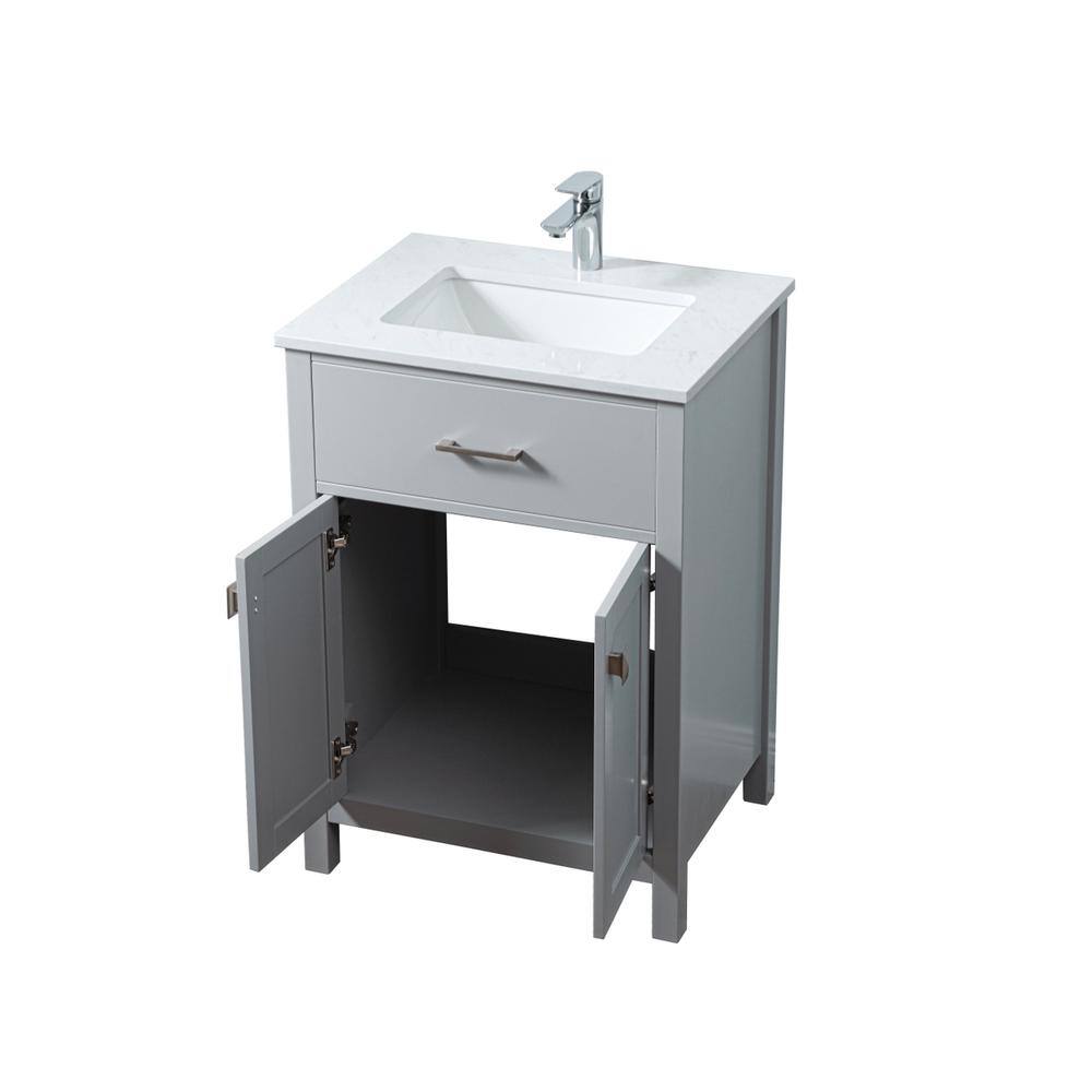 Alt View 2. Elegant Kitchen and Bath - 24 Inch SIngle Bathroom Vanity In Grey - Grey.