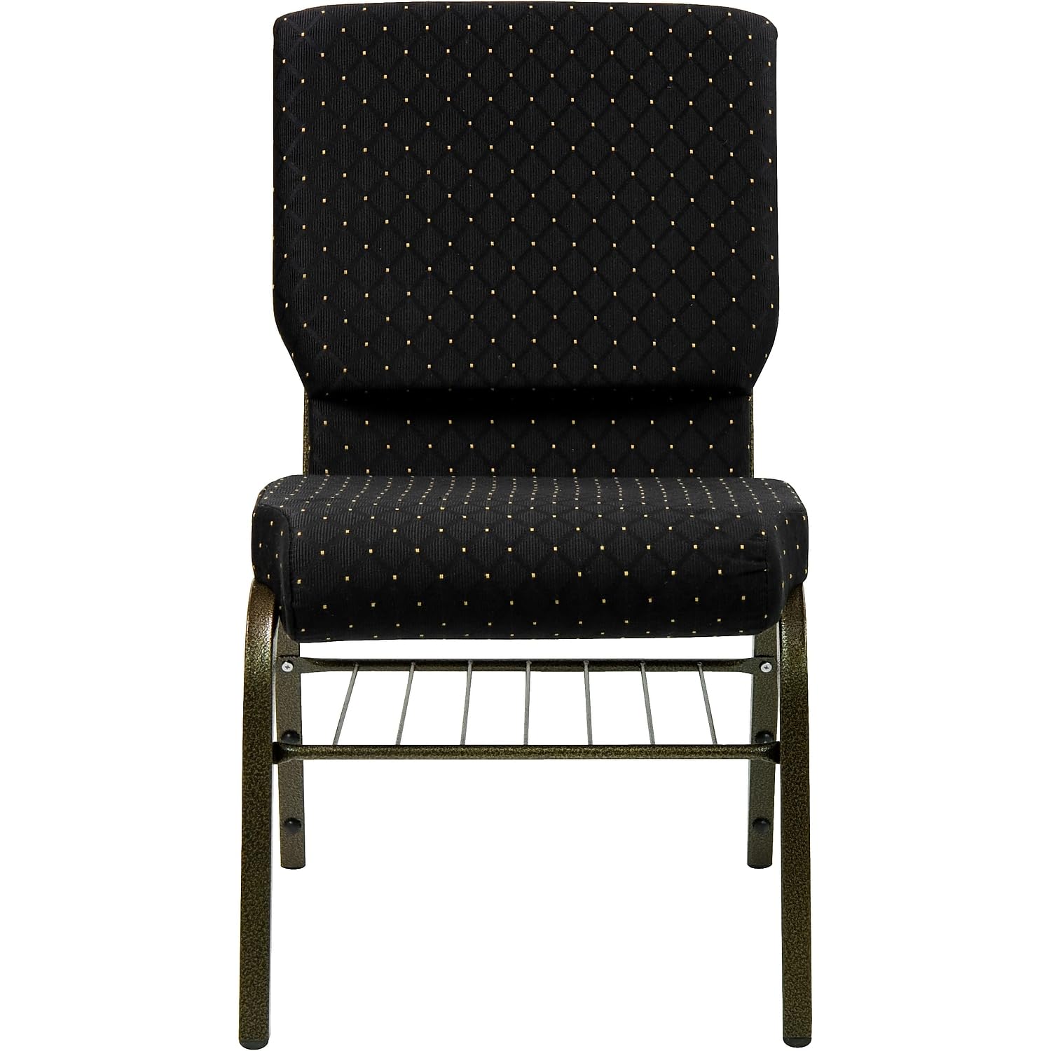 Alt View 4. JETRANSPORT - Hercules Series 18.5''w Church Chair In Black Dot Patterned Fabric With Book Rack - Vein Frame Provide - Purple Fabric/Gold Vein Frame Set of 1.