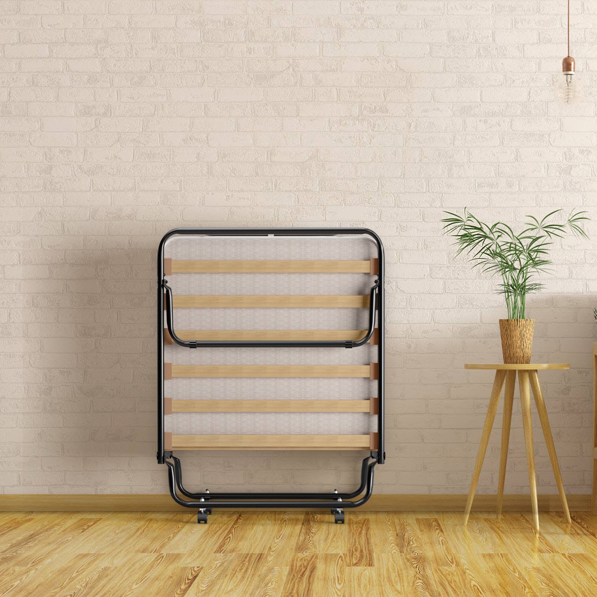 Alt View 3. Gymax - Gymax Folding Bed Rollaway Metal Guest Bed Sleeper Made in Italy w/ Memory Foam Mattress Beige - Beige.