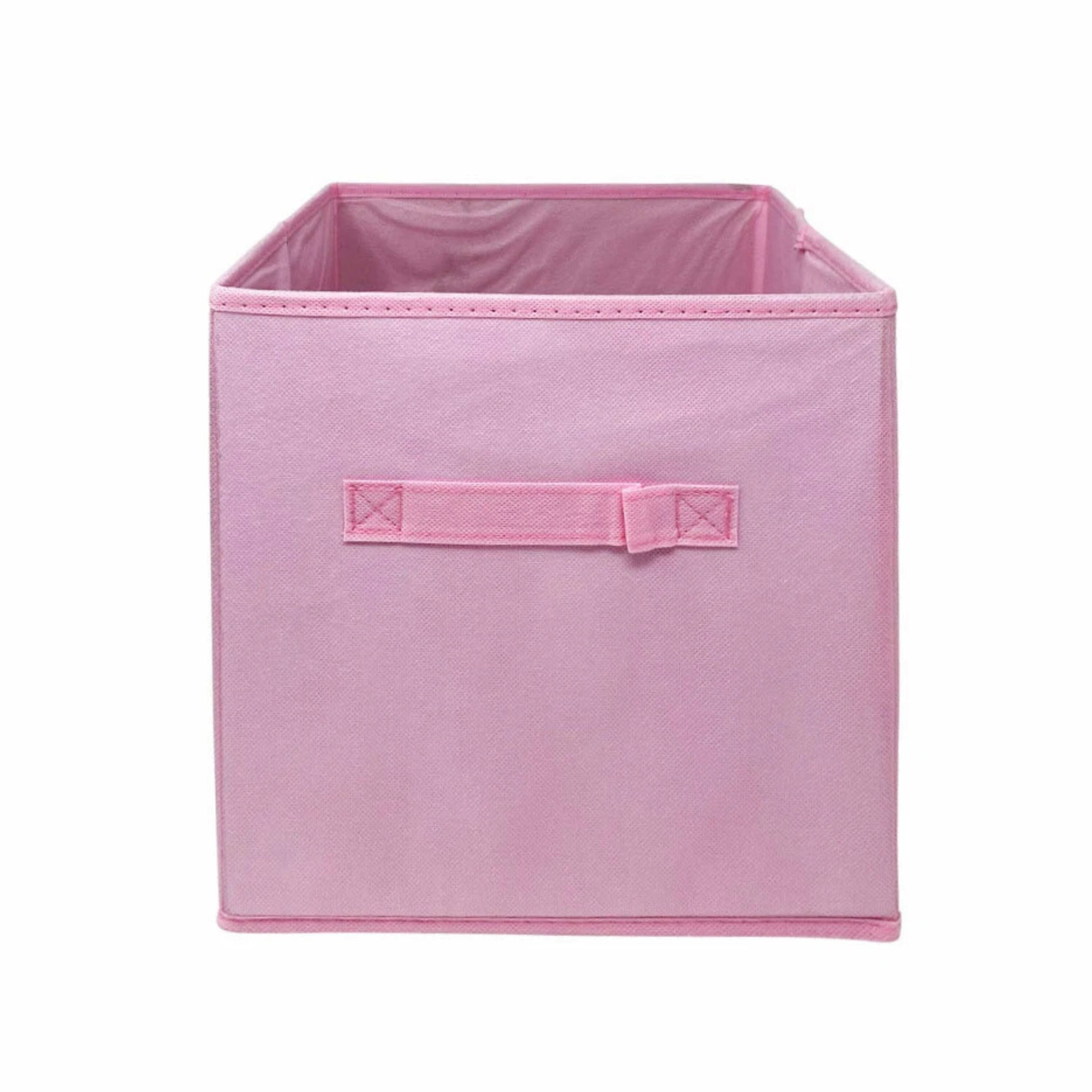 Angle. Kitcheniva - Fabric Storage Cube Bins Organizer Basket Containers Bins Fabric Handle 10 Inch 6 Pack Pink.