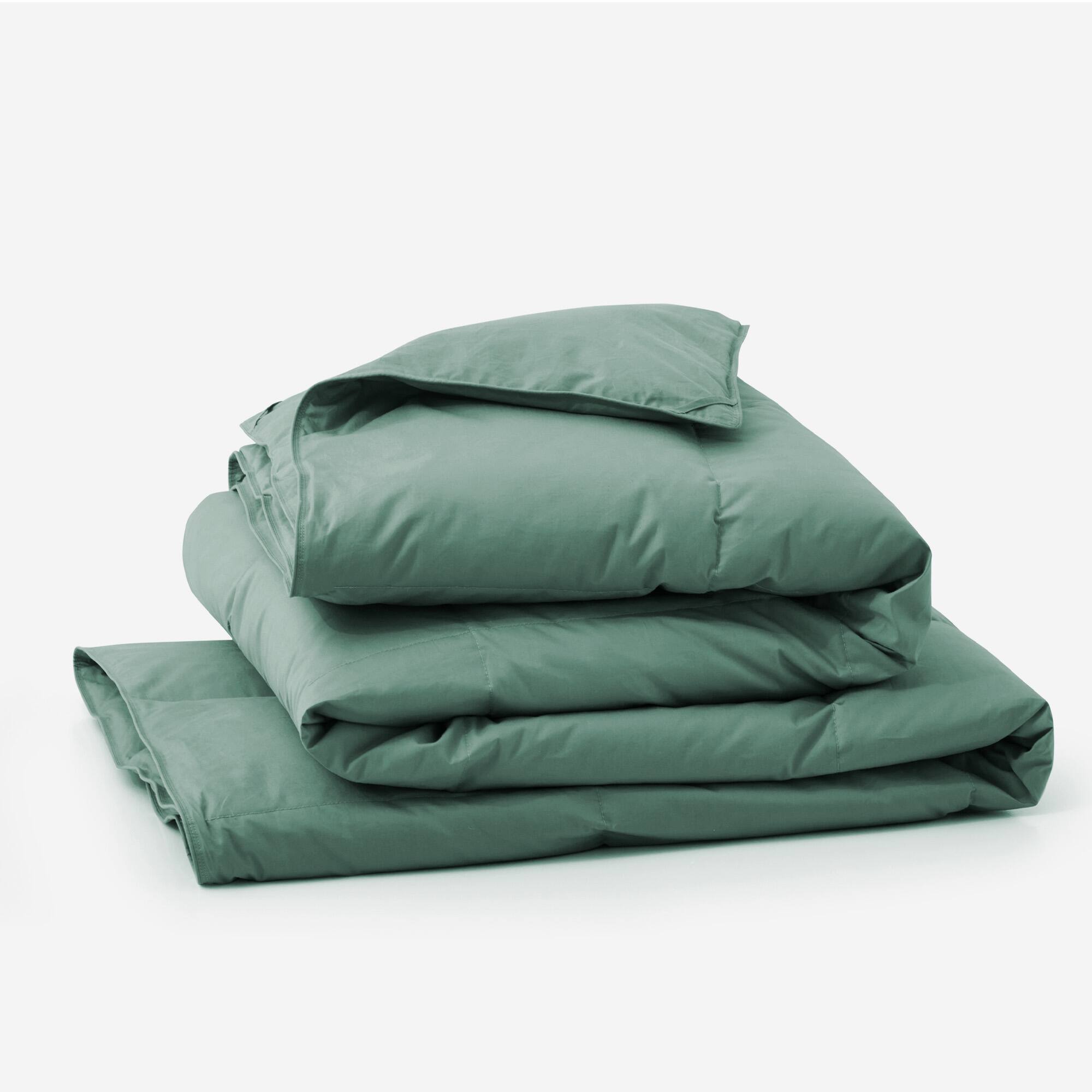 Alt View 1. Puredown - Puredown Luxurious 300TC 100% Organic Cotton Down Feather Fiber Comforter, Green, Twin - Green.