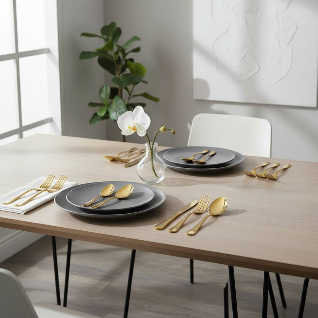 Alt View 1. Dazzed Corner - Silverware Set for 12,Stainless Steel Shiny Gold Flatware Set,60 Pieces - Gold.