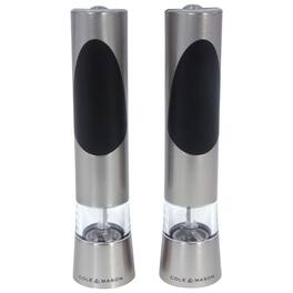 Cole & Mason - Richmond Electric Salt & Pepper Mill Gift Set – One-Touch Grinder, Large Chamber - Stainless Steel